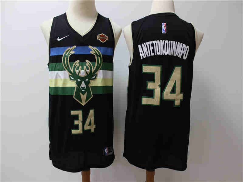 Men Milwaukee Bucks #34 Antetokounmp Black Game Nike NBA Jerseys